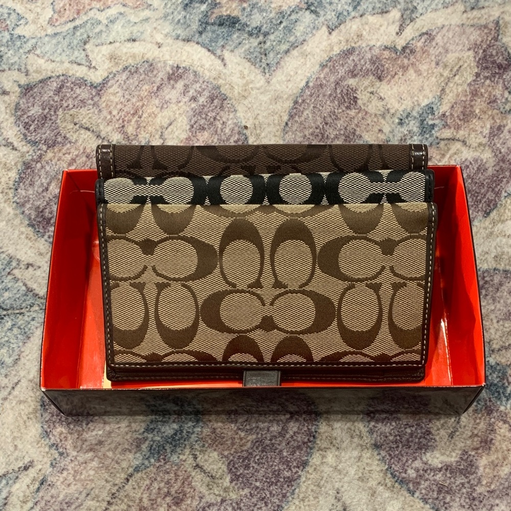 Coach Brown and Tan Signature Wallet
